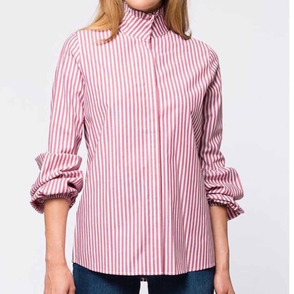 Tyler Boe Brenn Burnette Stripe Red Button
Down Top